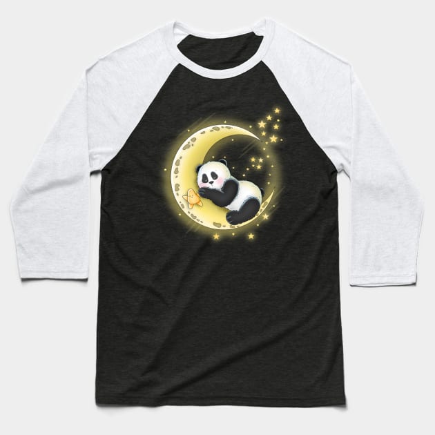 Panda Sleeping On Moon Baseball T-Shirt by Athikan